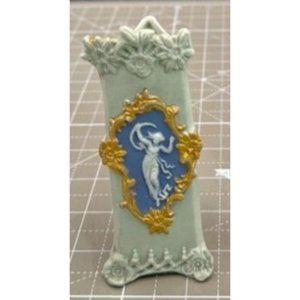 Jasperware Miniature Triangular Vase Slate Light Green Blue Front